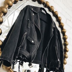 jet setter black denim jacket